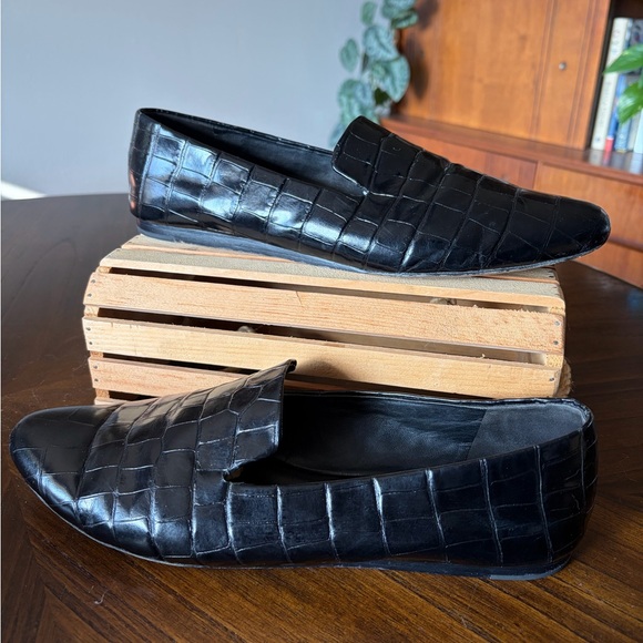 Veronica Beard Griffin Loafer Glossy Black Crocodile-Embossed Leather Women’s 11 - Picture 6 of 10